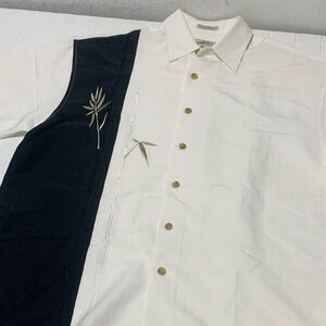 Bamboo Cay Two-Tone Button-Up Shirt with Embroidery